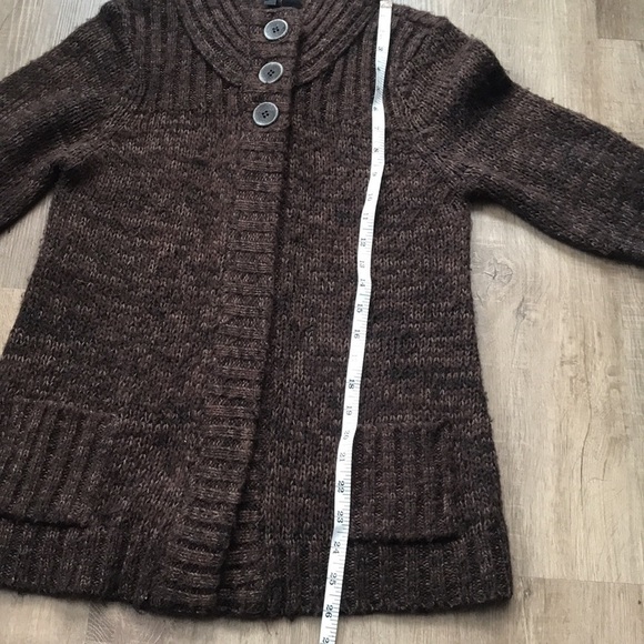 Brown cardigan with large buttons 3/4 length sleeve & pockets - Picture 10 of 10